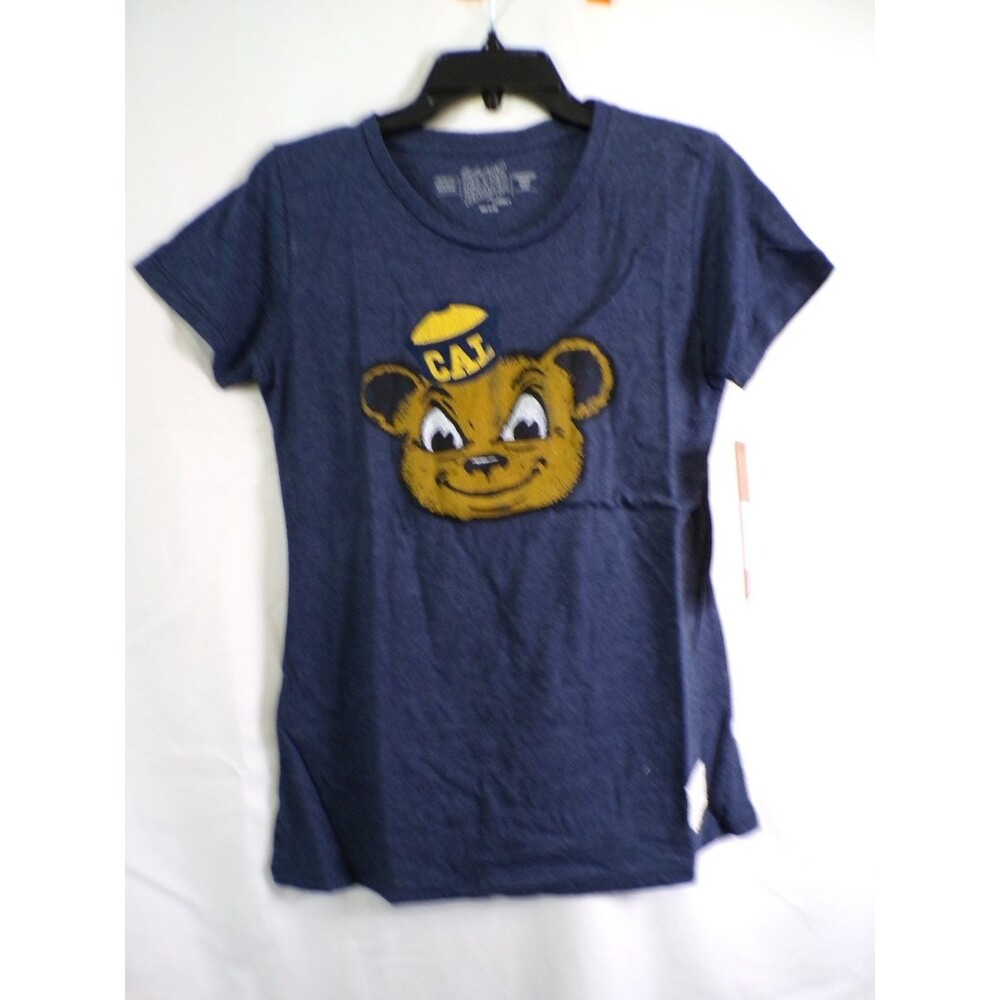 Retro Brand CAL Bear Graphic Navy T-Shirt Women Large Crew Neck Cotton